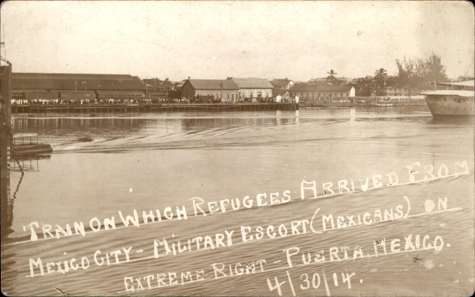 Mexico City Train of Refugees Mexican Revolution Border War 1914 RPPC bhn