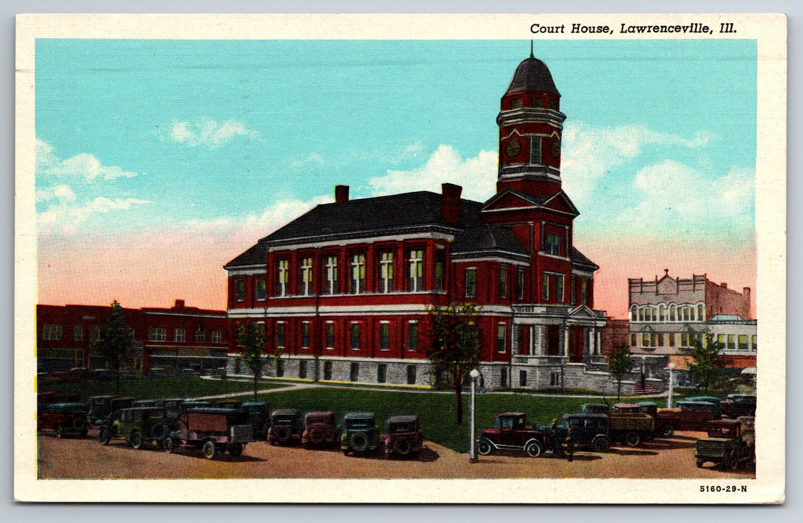 Lawrenceville, IL, Court House, Old Cars, Vintage Postcard Lawrenceville, IL, Court House, Old Cars, Vintage Postcard