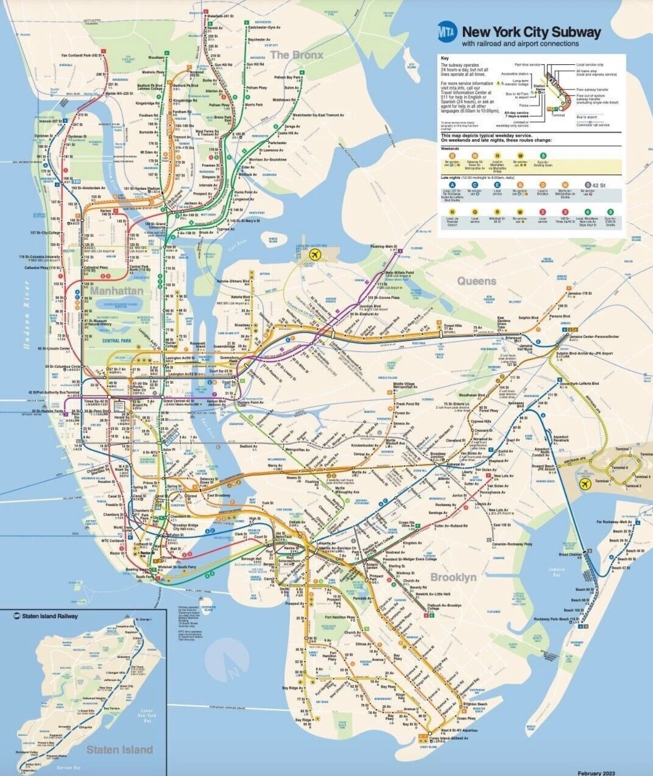 Official MTA NYC New York Subway Train Map 2023 Size 23\