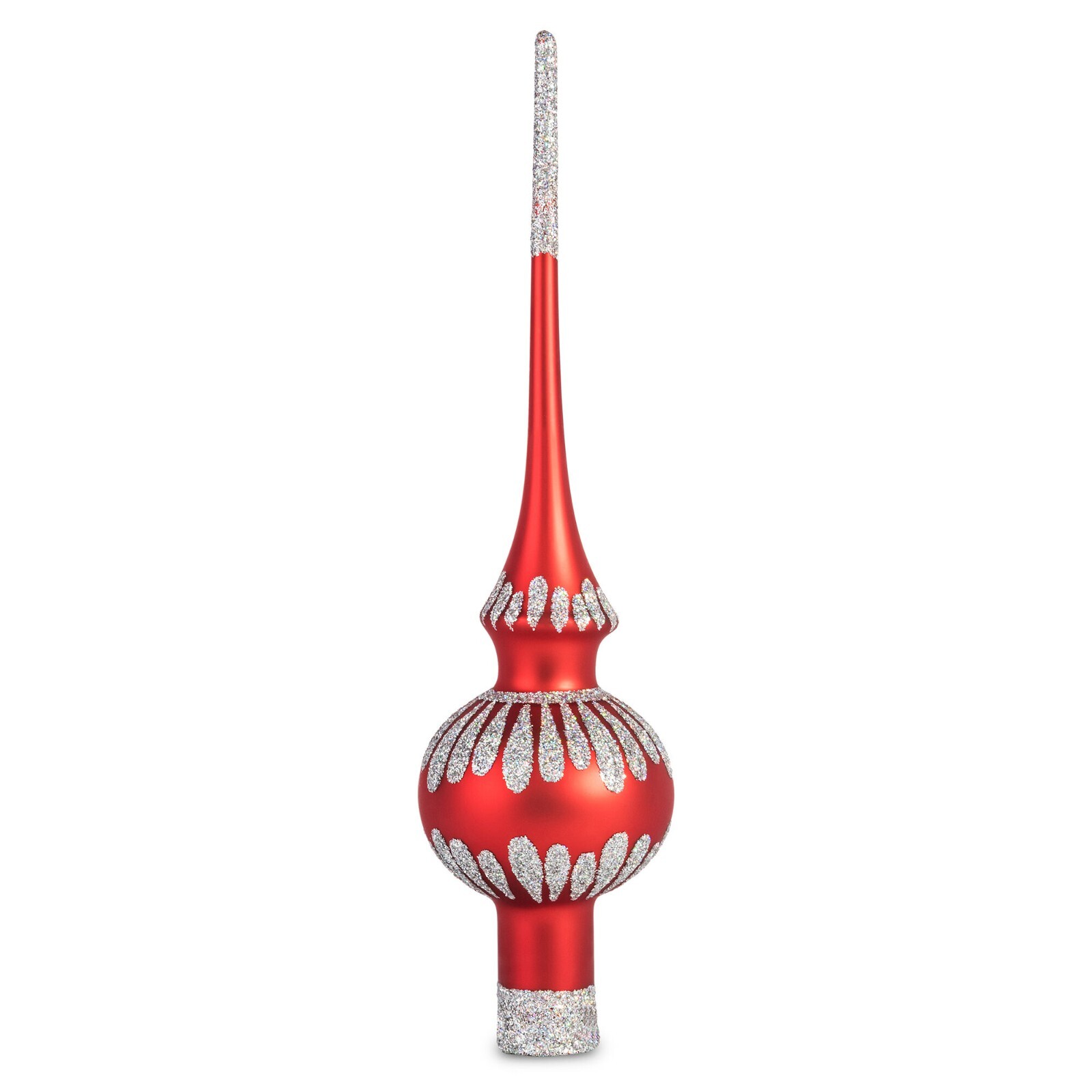 11-inch Red Glass Christmas Tree Topper Ukrainian Finial Ornament Tree Top