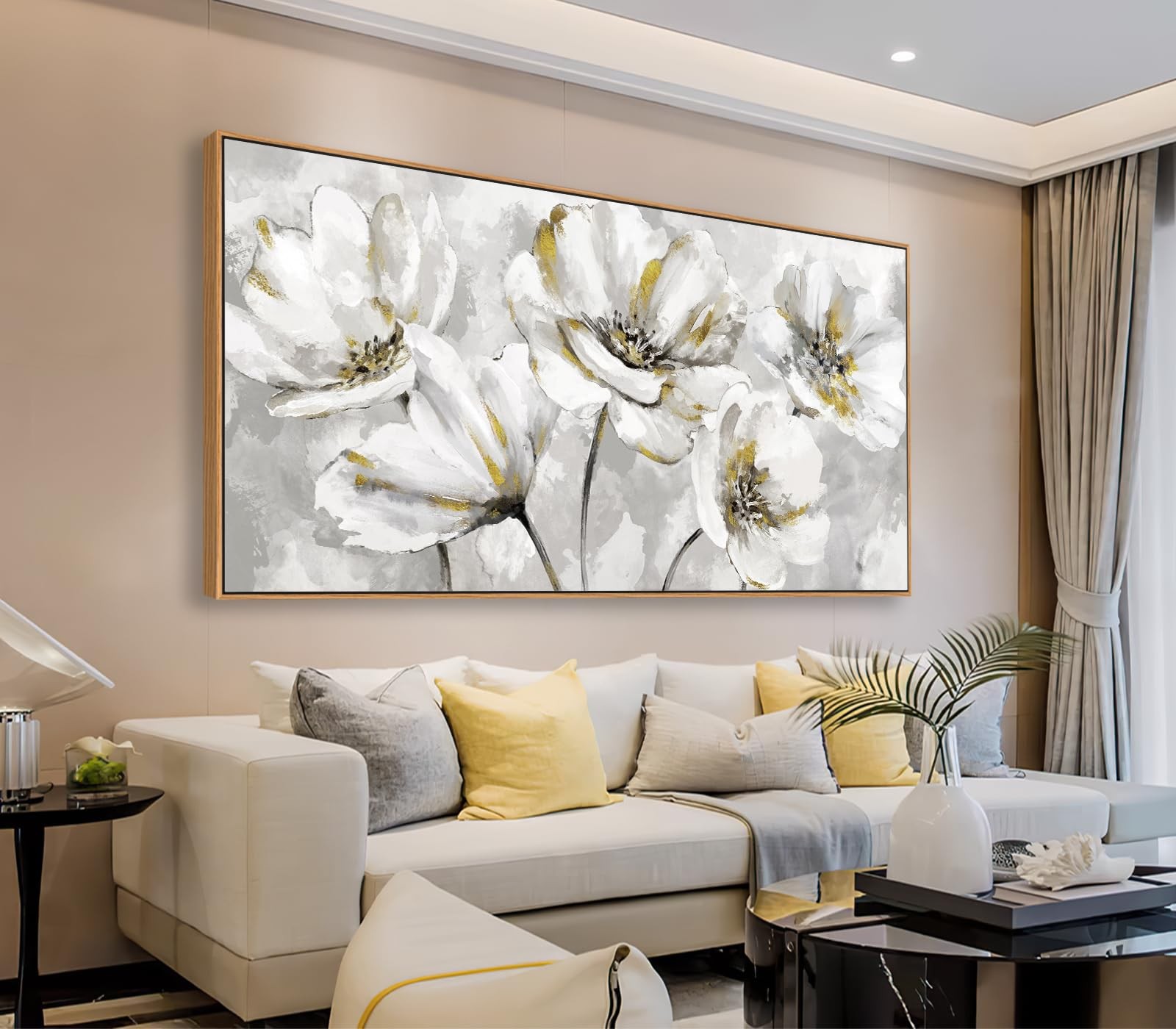 Artewoods Flowers Framed Wall Art - Flowers Yellow Accents Canvas