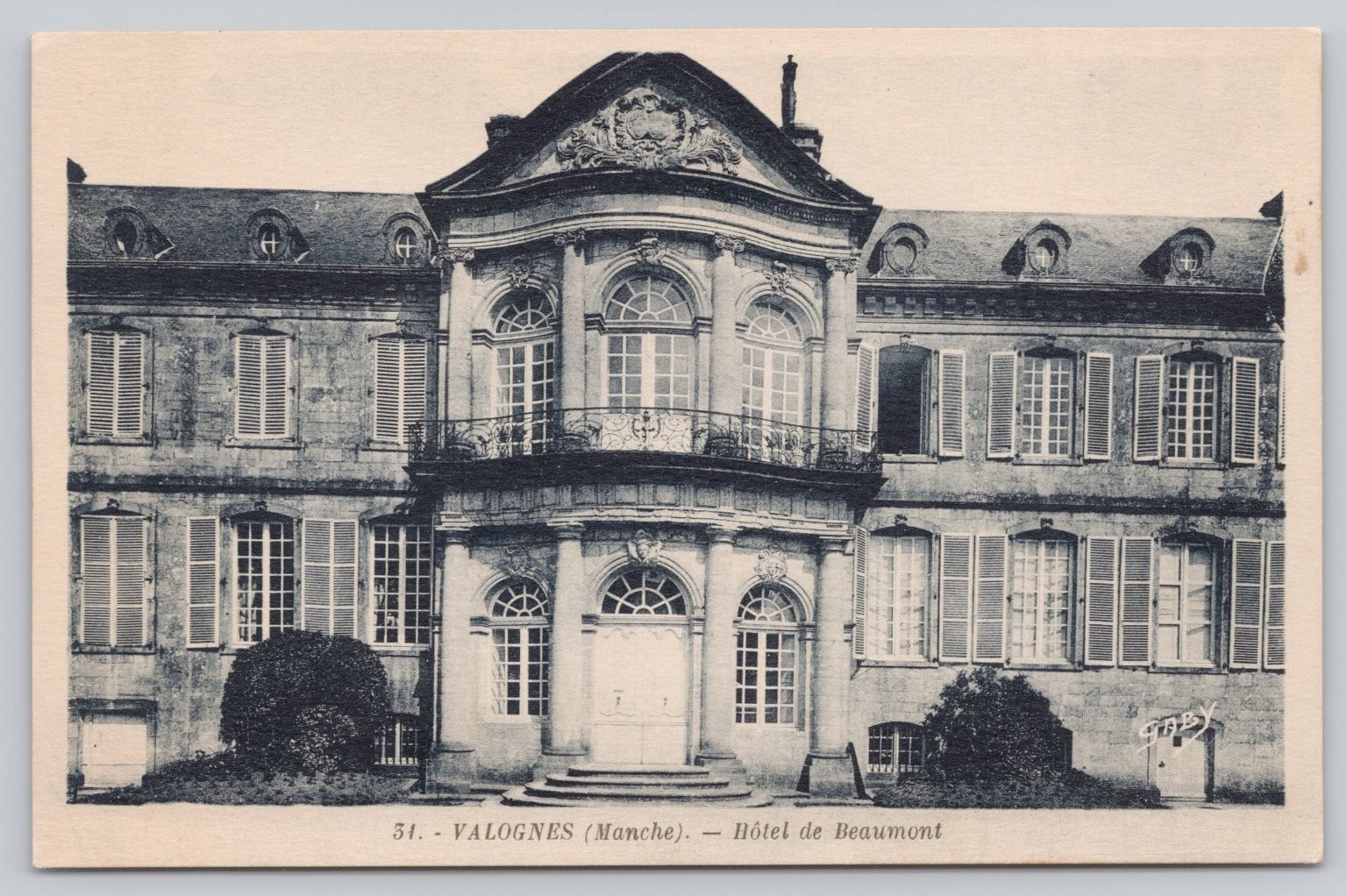 Valognes Manche France Hôtel de Beaumont Vintage Postcard by Gaby Valognes Manche France Hôtel de Beaumont Vintage Postcard by Gaby