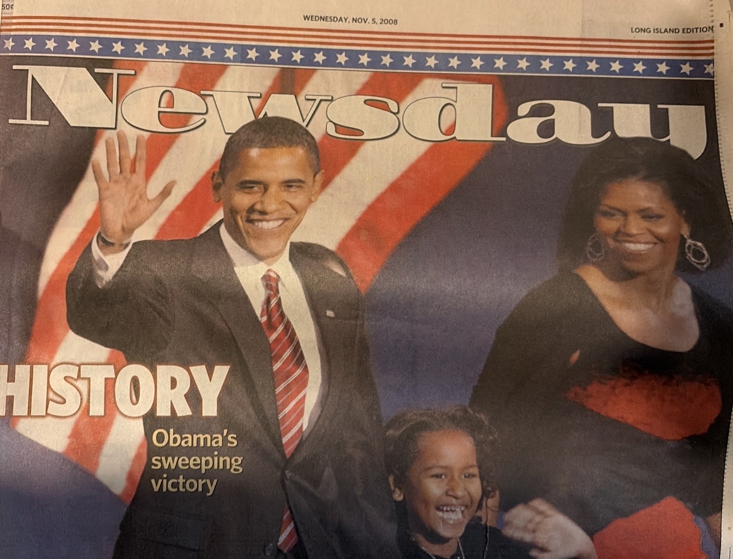 Newsday Newspaper Nov.5 2009 Obama 44th 