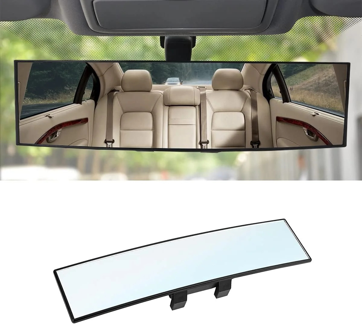 8sanlione Car Rearview Mirrors, Shock Resistant Interior Clip-on Panoramic Rear