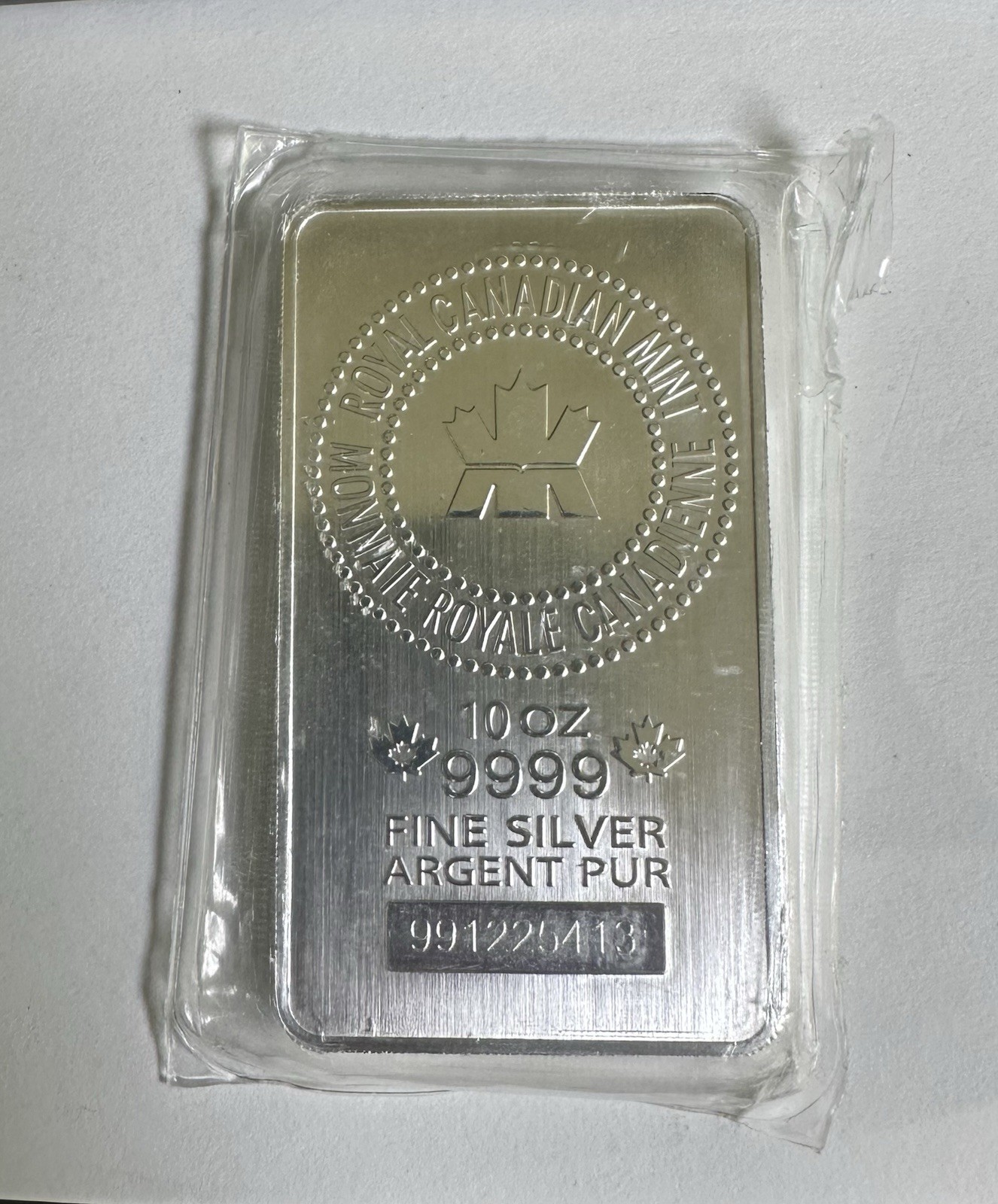Royal Canadian Mint RCM 10 oz .9999 Fine Silver Bar Sealed Serialized