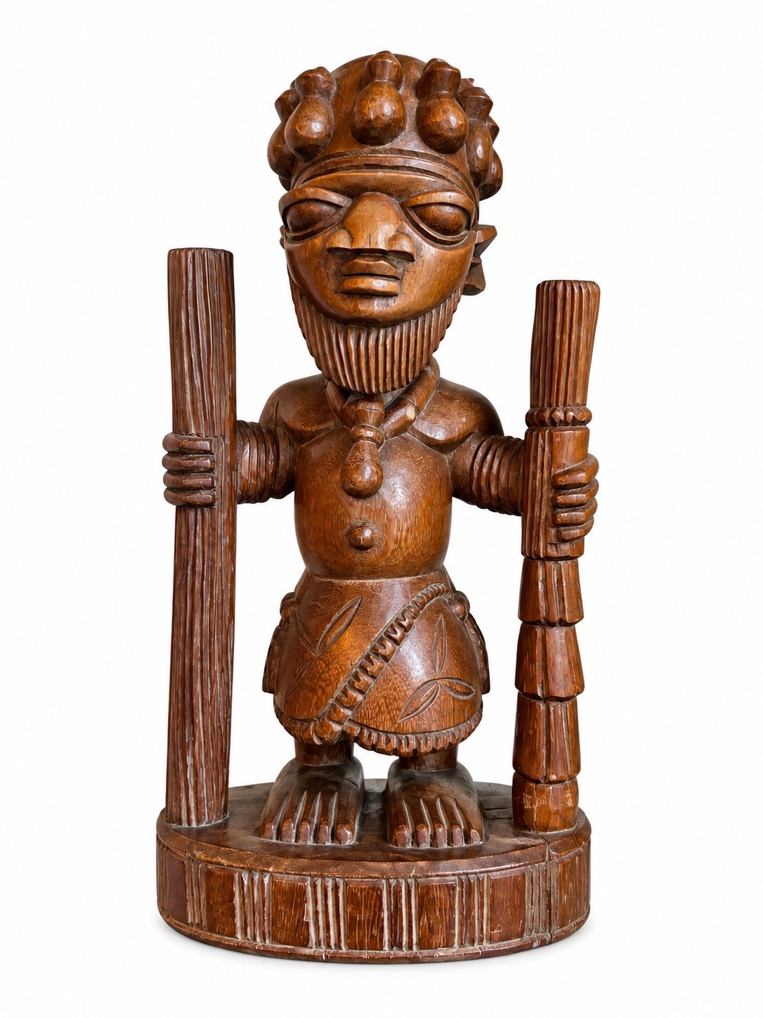 Dejo Fakeye Signed Nigerian Yoruba Carved Wood Figure 16.5” Babalawo Priest Art