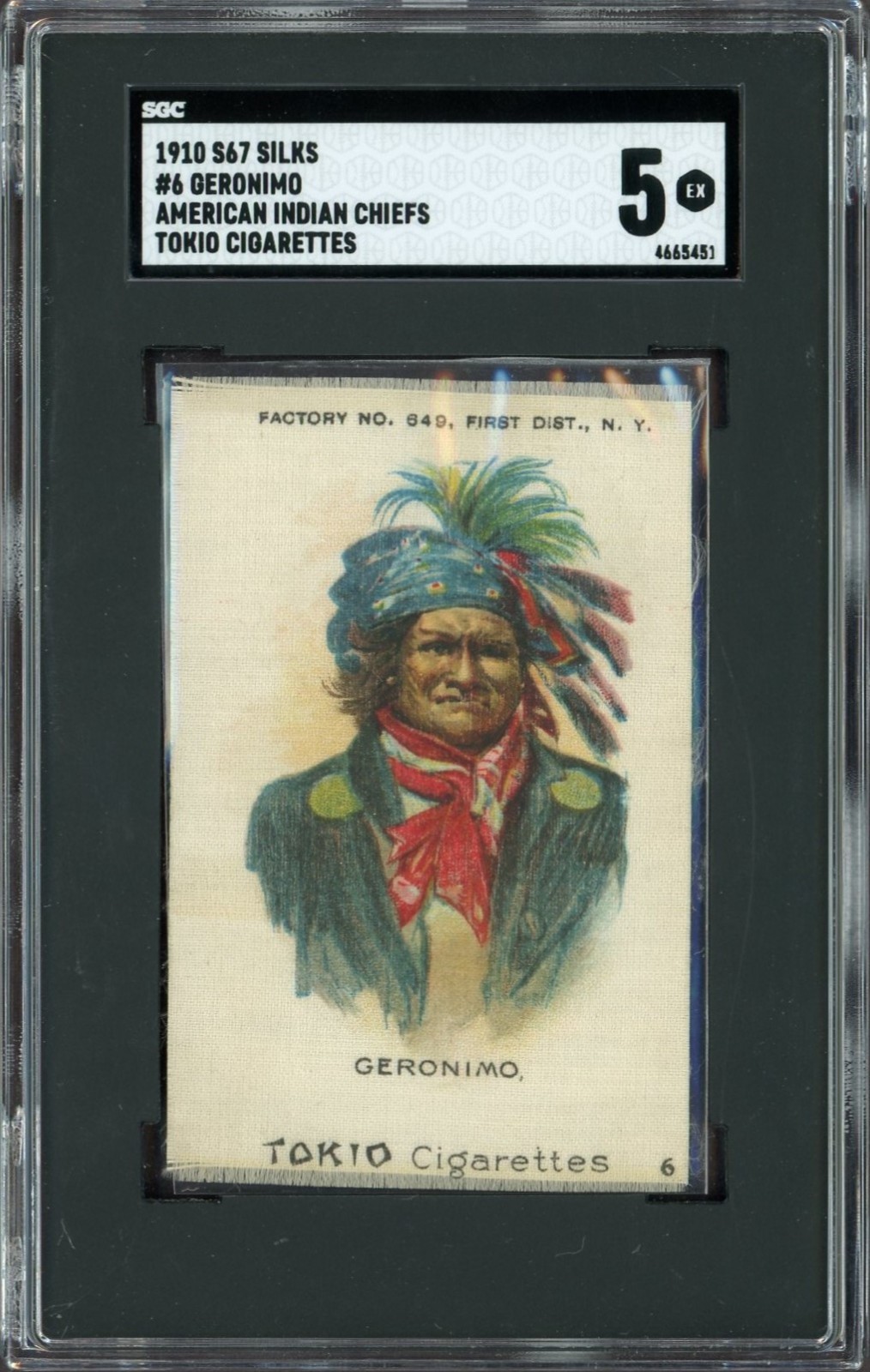1910 S67 SILKS TOKIO Cigarettes #6 American Indian Chiefs (SGC 5 EX) Geronimo 1910 S67 SILKS TOKIO Cigarettes #6 American Indian Chiefs (SGC 5 EX) Geronimo