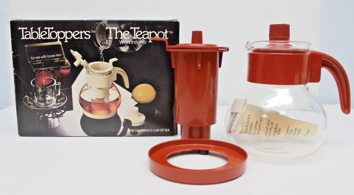 Vintage Gemco TableToppers THE TEAPOT w Infuser Terra Cotta #2803 1-5Cup USA NOS