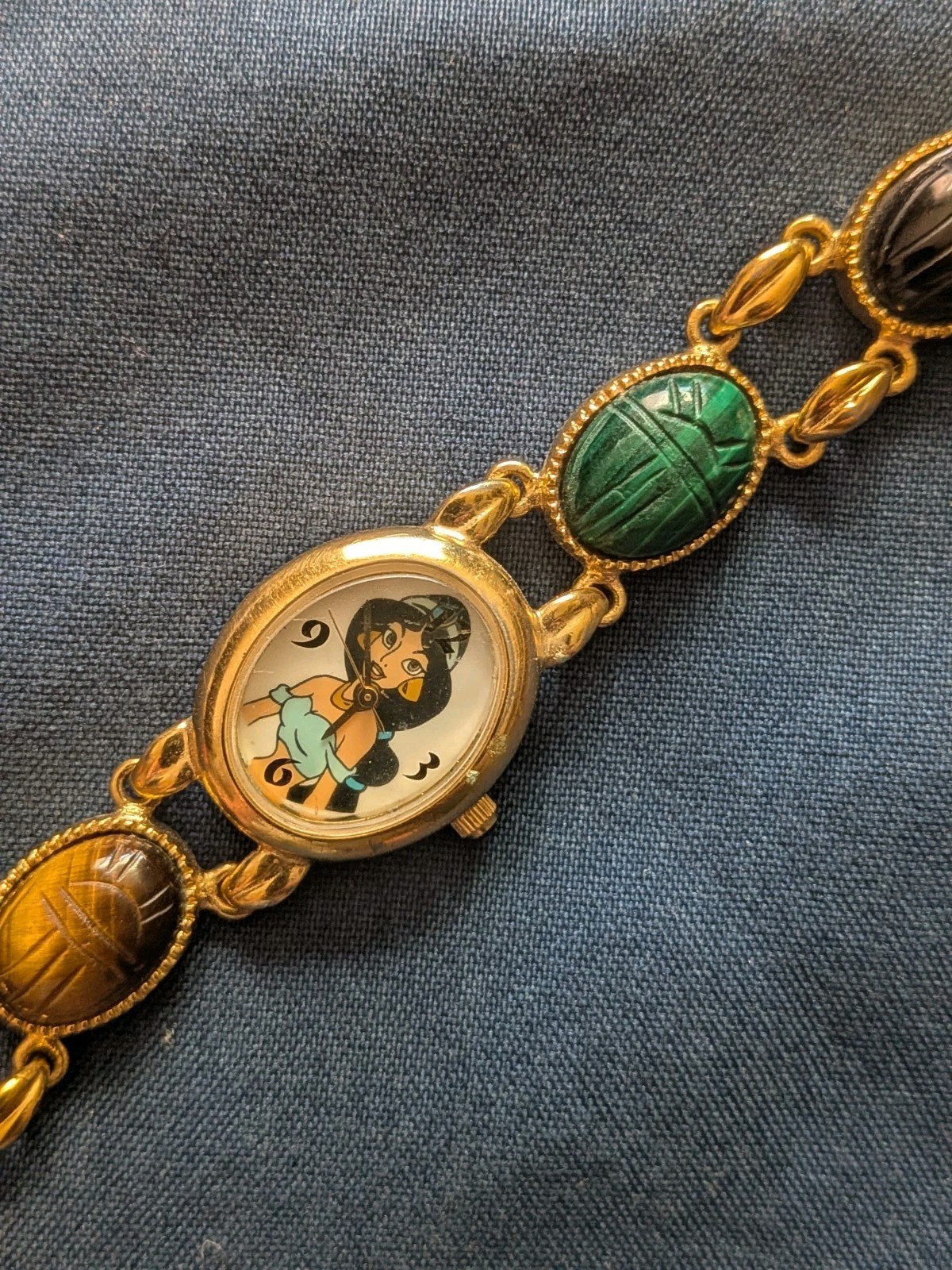 Vintage Disney Princess Jasmine Scarab Watch Bracelet Repair Craft TLC Untested