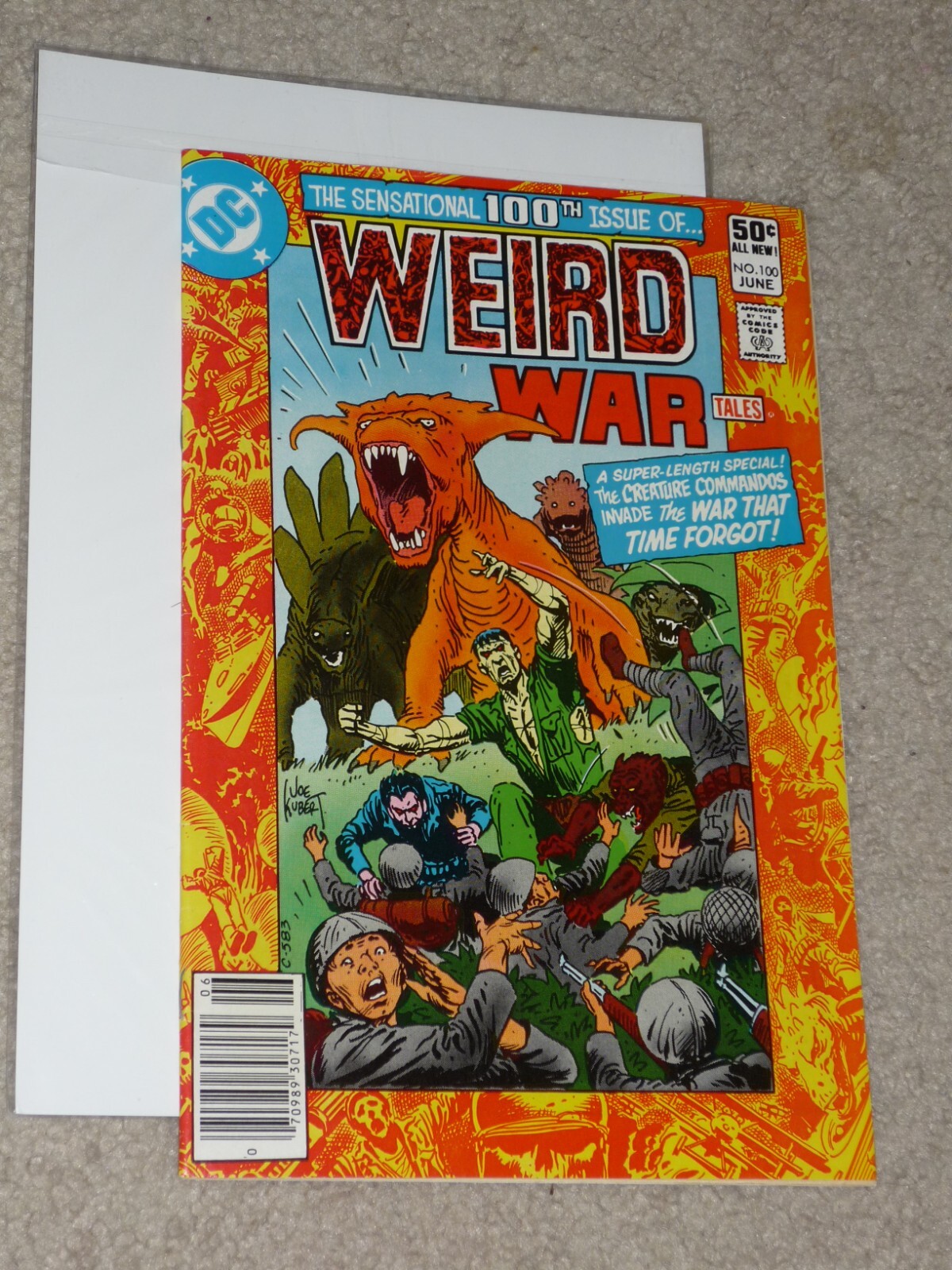 WEIRD WAR TALES #100, Creature Commandos James Gunn Joe Kubert Dinosaur cover DC