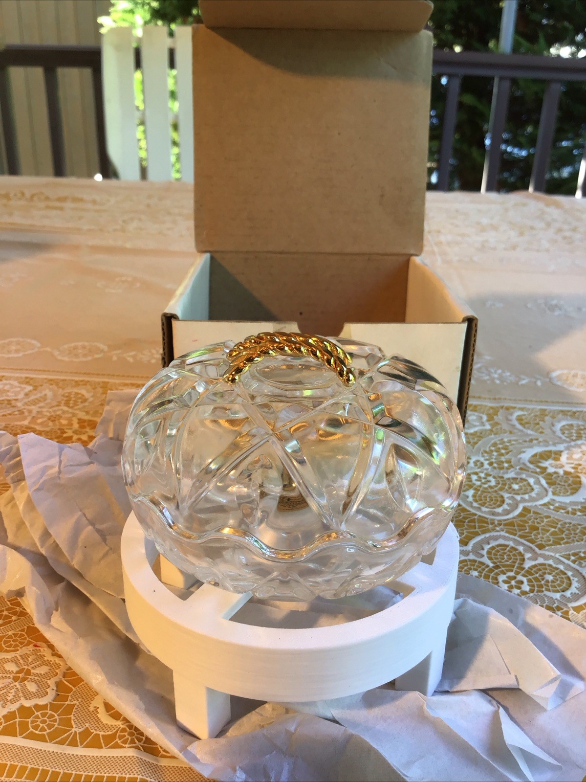 RCR Royal Crystal Rock ITALY Lidded Trinket Jewelry Box 24% Lead Crystal NEW BOX