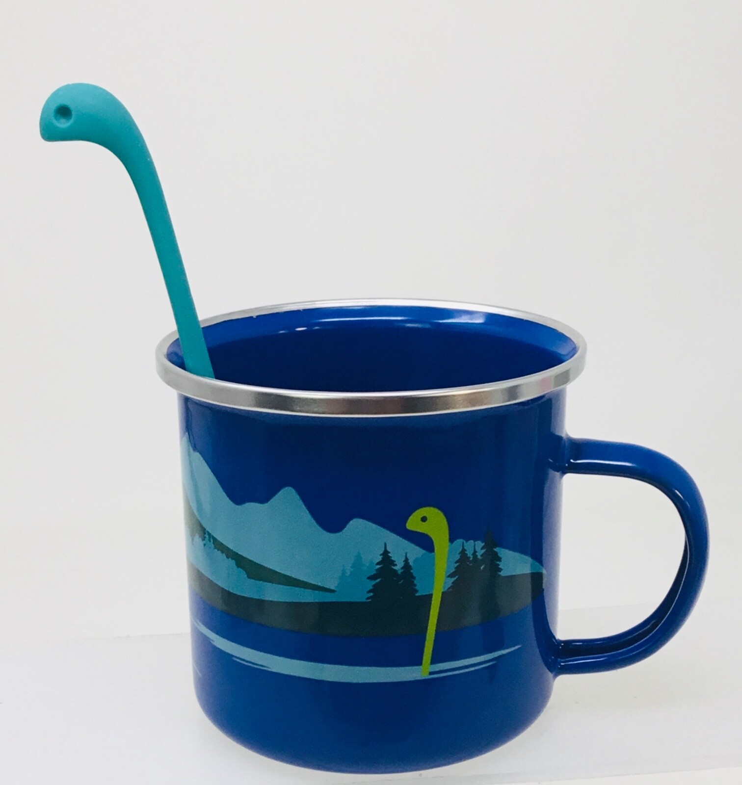OTOTO Cup Of Nessie Loose Leaf Tea Infuser Baby Nesse Steel,Enamel Blue Cup 12oz