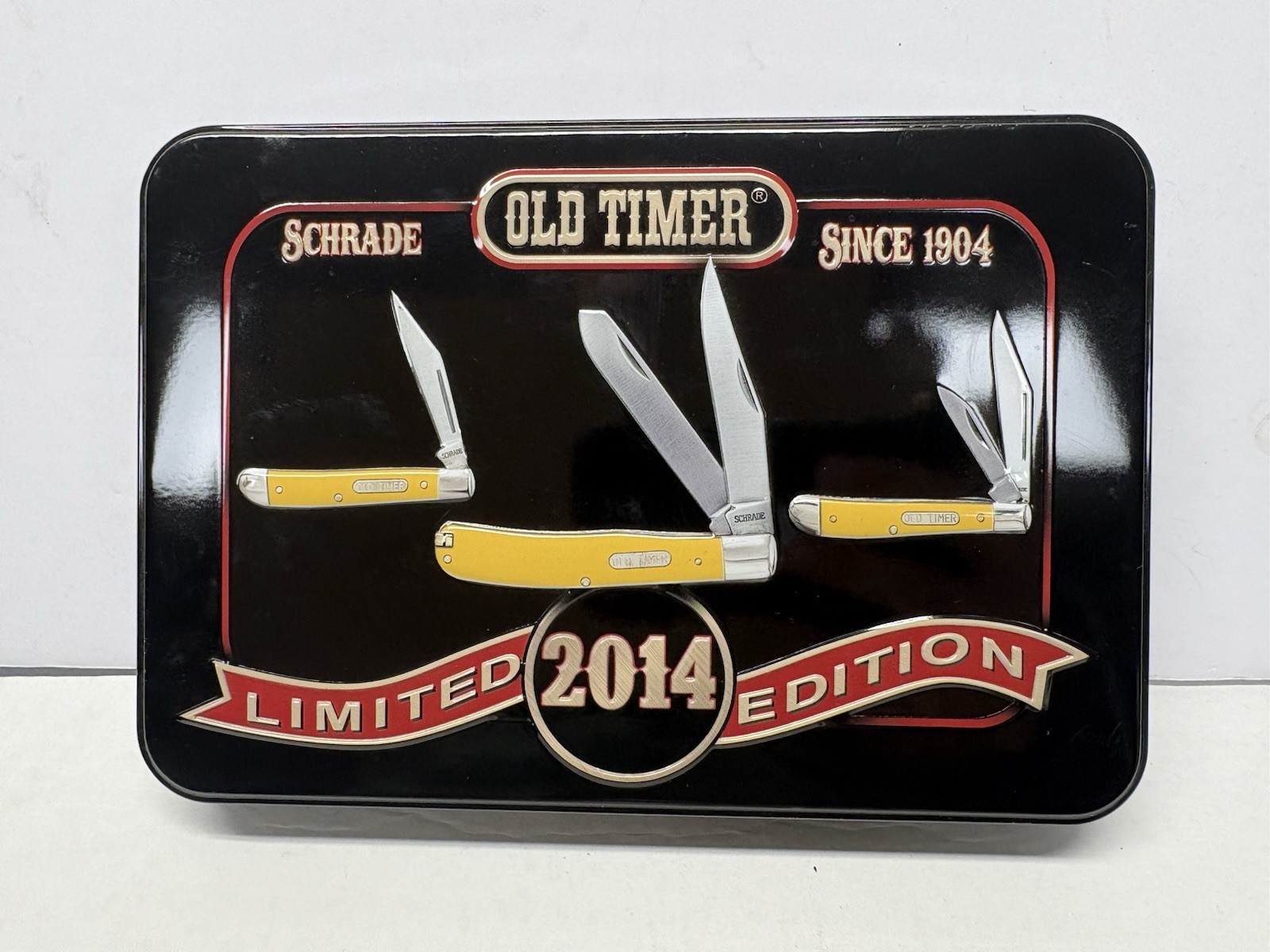 Schrade Old Timer 2014 limited-edition 3-knife collector Tin gift set