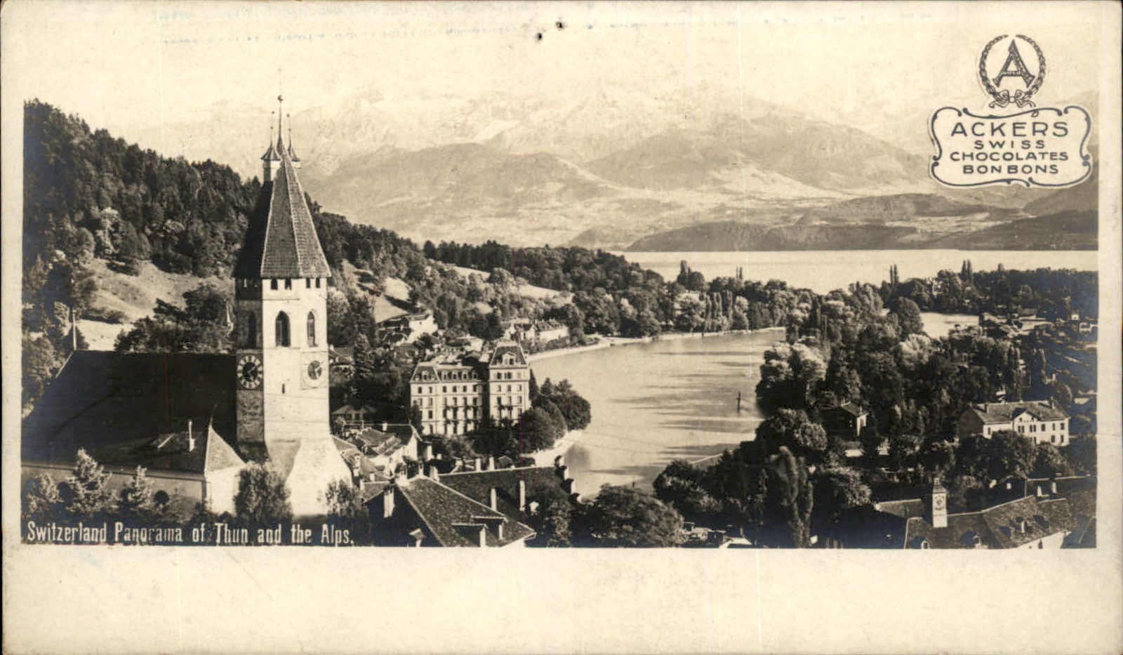 Thun Switzerland Panorama c1900s-10s Real Photo Vintage Postcard
