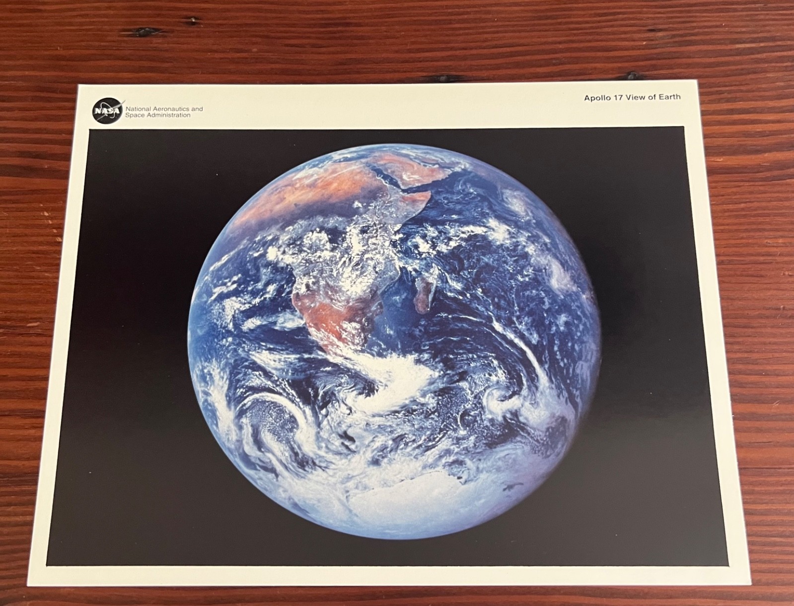 Vintage NASA  Lithograph Planet Earth by Apollo 17, 1972, 8 x 10