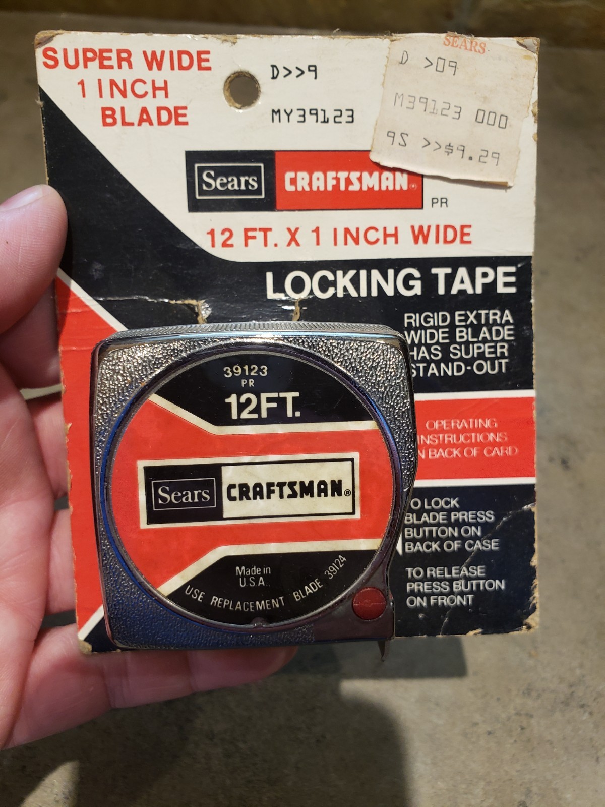 VTG~Sears Craftsman #39123 ~12ft Blade Locking Tape Measure RED Lock Button USA