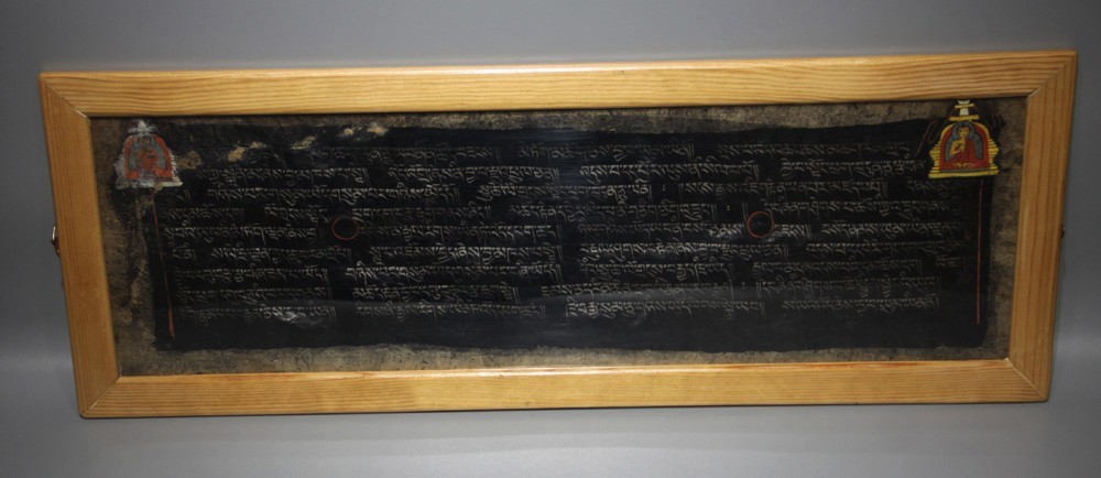Tibet 1600s Old Buddhist Silver Powder Writing Sutra Lection Thangka Manuscript