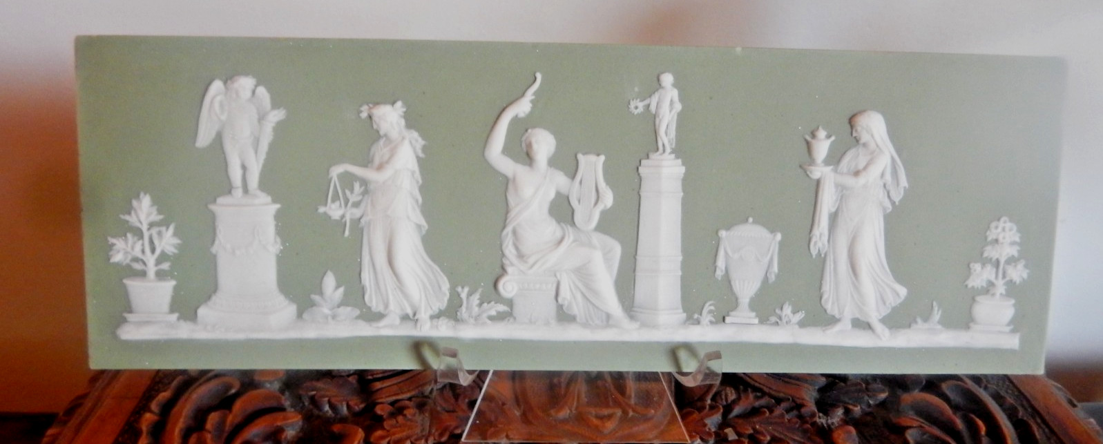 Wedgwood (only) ANTIQUE - Green Jasper Dip Plaque Panel - 9.5