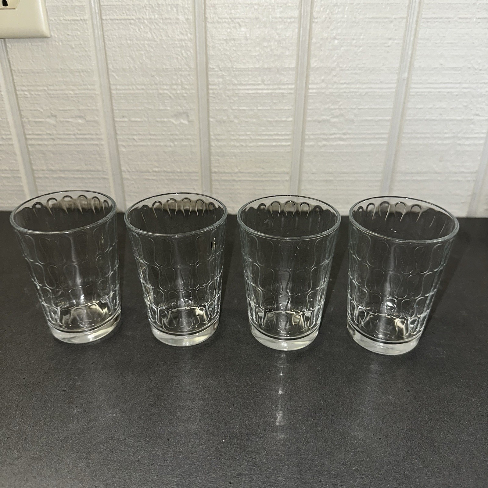 Vintage Pasabahce Juice Drinking Glass Set Of 4 Water Drop Yin Yang L@@K