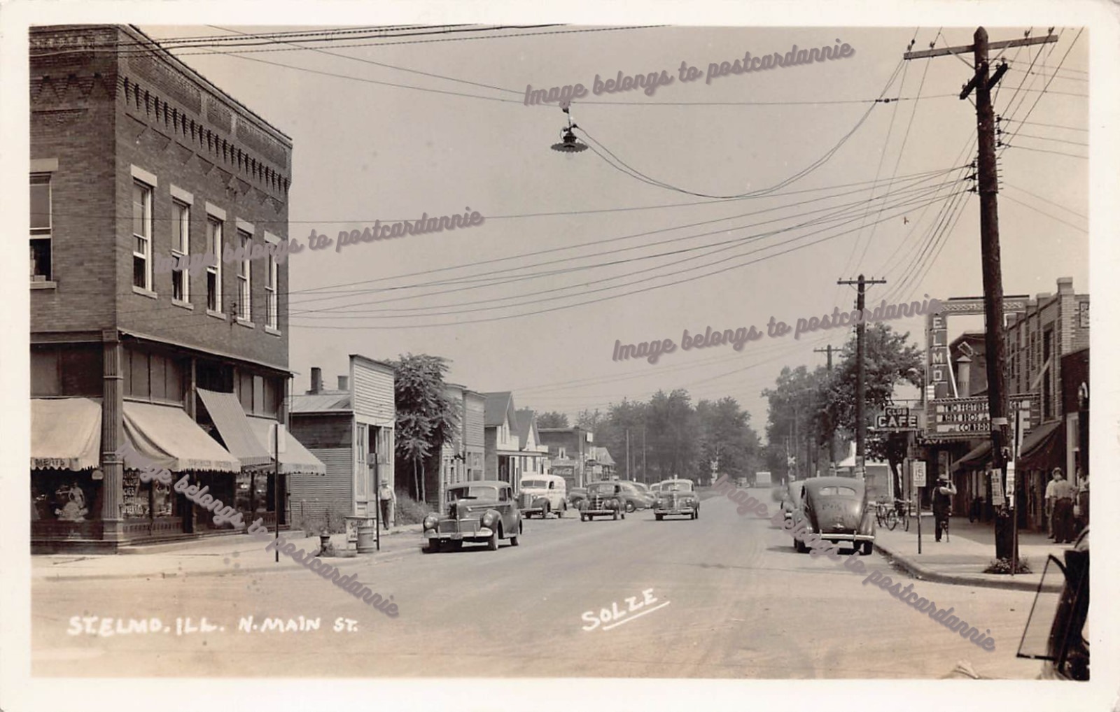 RPPC St Elmo IL Main Street Theatre The Table Restaurant Photo Vtg Postcard B17