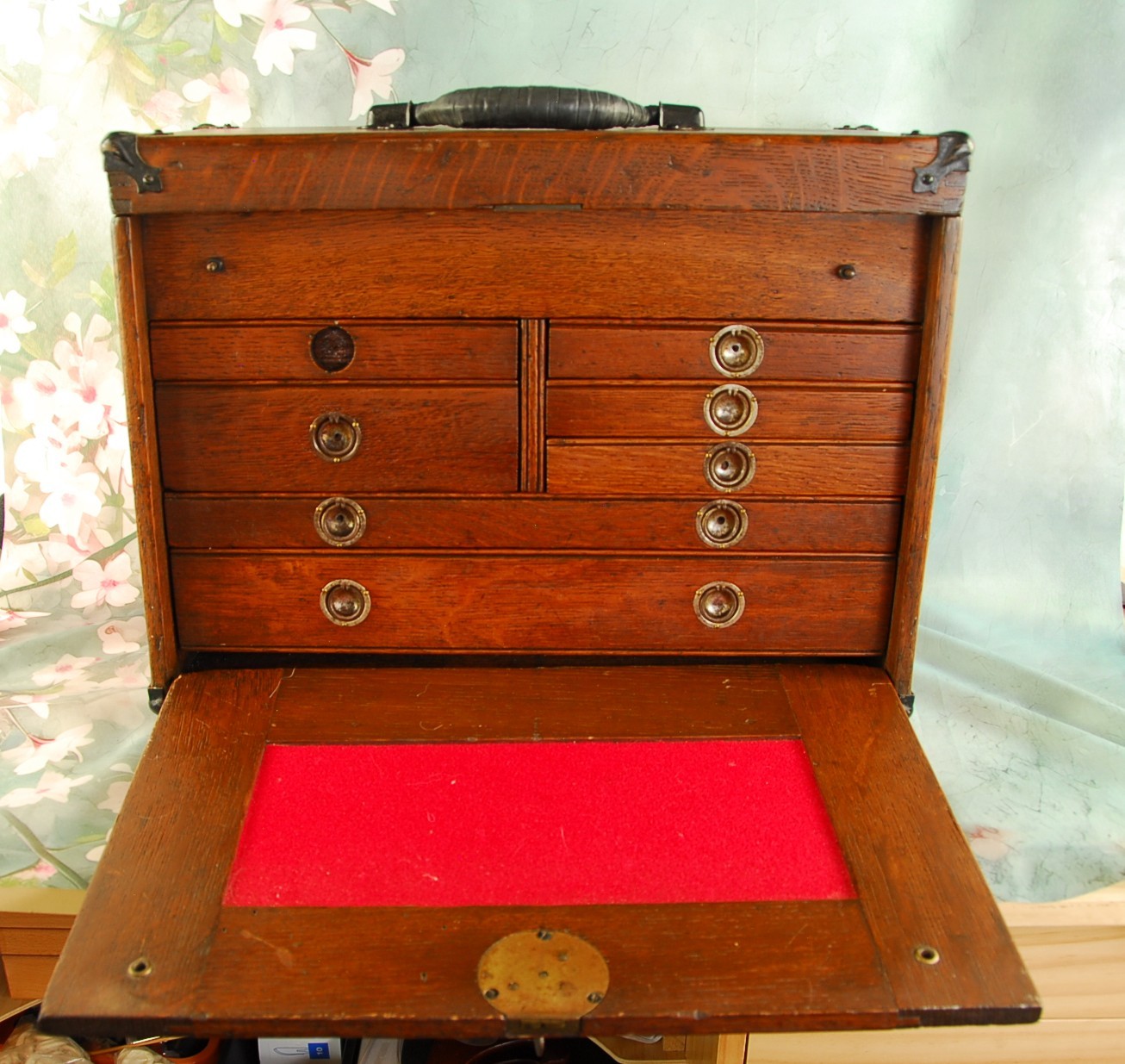 ANTIQUE~1918 Union 7 Drawer Oak Machinists Tool Chest Rochester~NY w/key #162