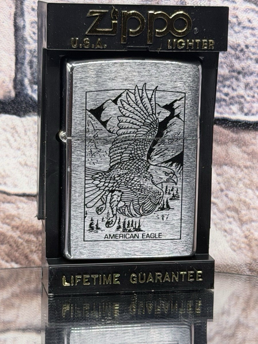 Zippo American Eagle Silver Black Engraved Lighter 1996 Vintage Zippo American Eagle Silver Black Engraved Lighter 1996 Vintage