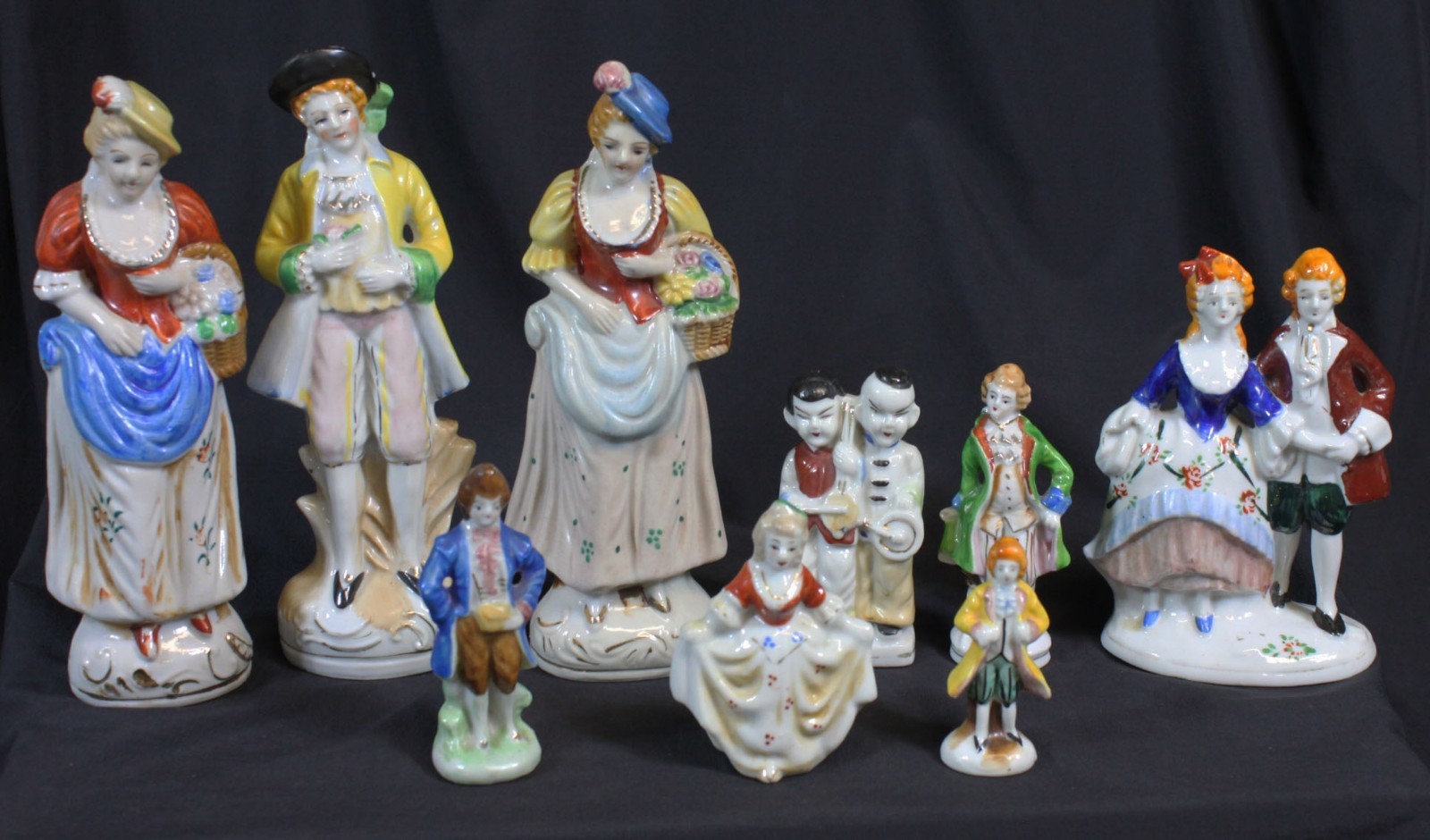 Lot of 9 Vtg Occupied Japan Colonial Figures Woman Man Victorian Couple Estate