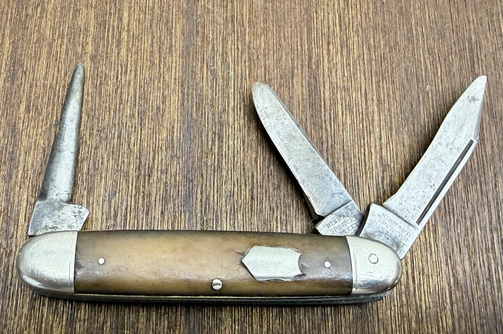 Vintage Hibbard Spencer Bartlett Pocketknife Bone Handle