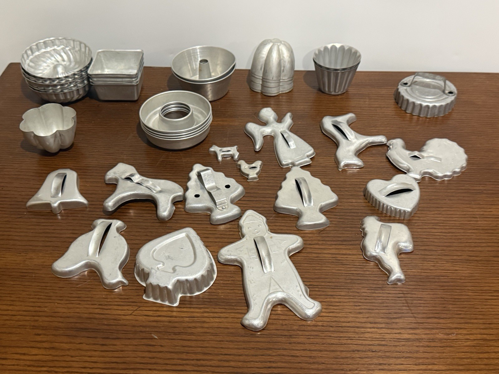 Vintage Aluminum Cookie Cutter and Mini Baking Pan Lot Of 28