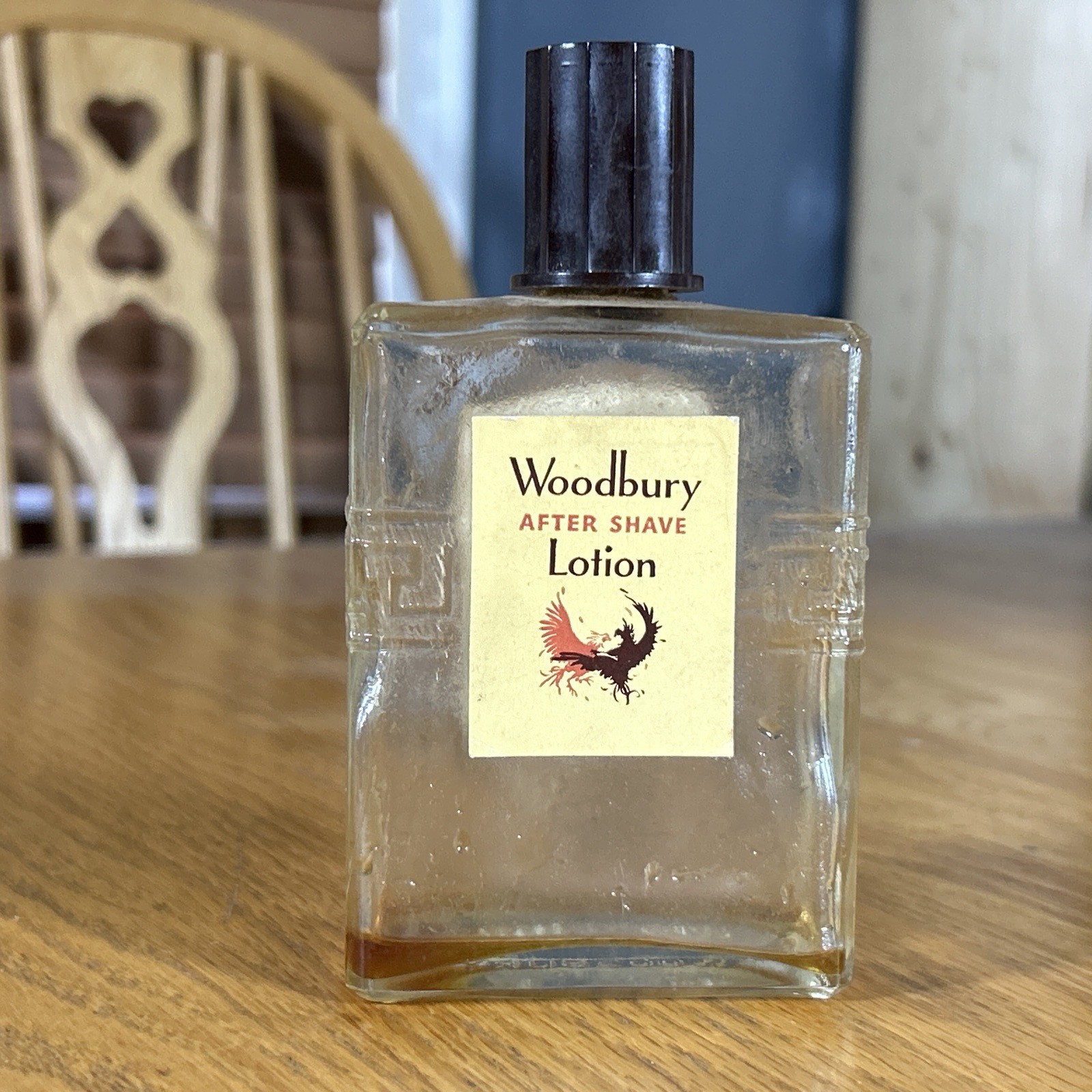 Vintage Woodbury After Shave Advertising Bottle Mens Bathroom Decor 1940\'s Orig
