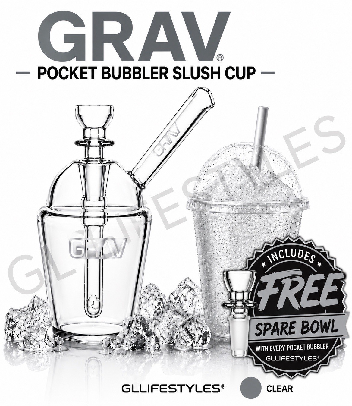 GRAV Slush Cup Pocket Bubbler PREMIUM QUALITY Glass Bubbler Water Pipe Hand Pipe