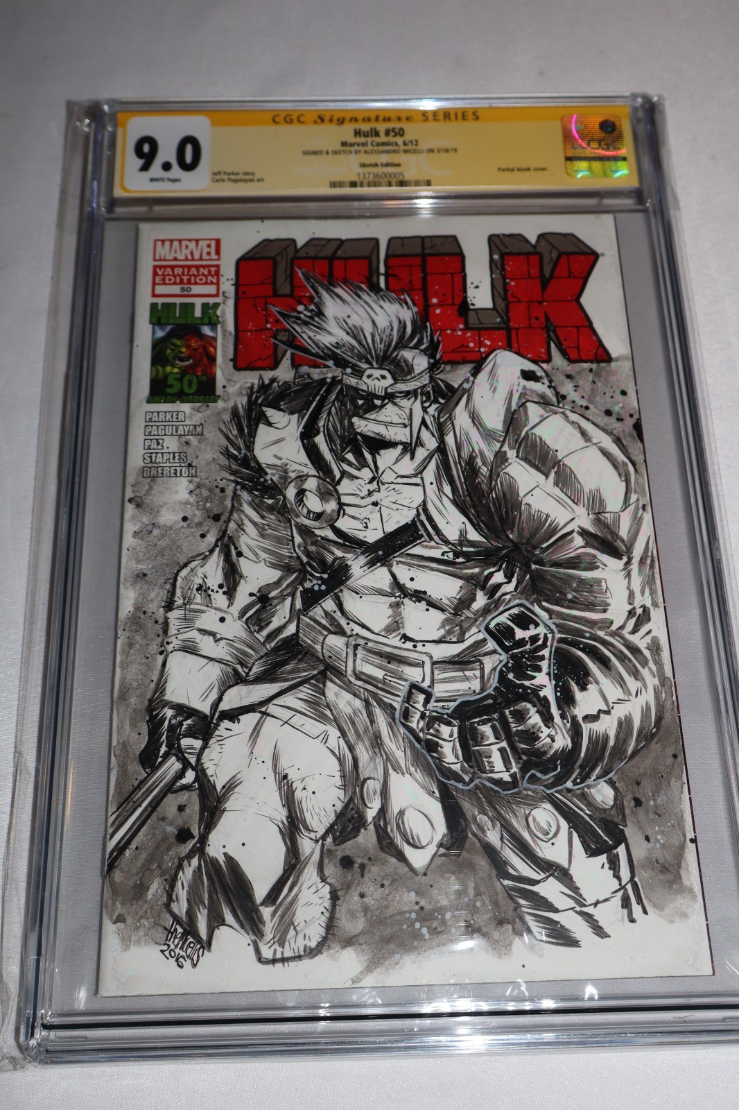 CGC SS 9.0 Hulk 50 2012 Original Comic Sketch Art OOAK Micelli Planet Gladiator CGC SS 9.0 Hulk 50 2012 Original Comic Sketch Art OOAK Micelli Planet Gladiator