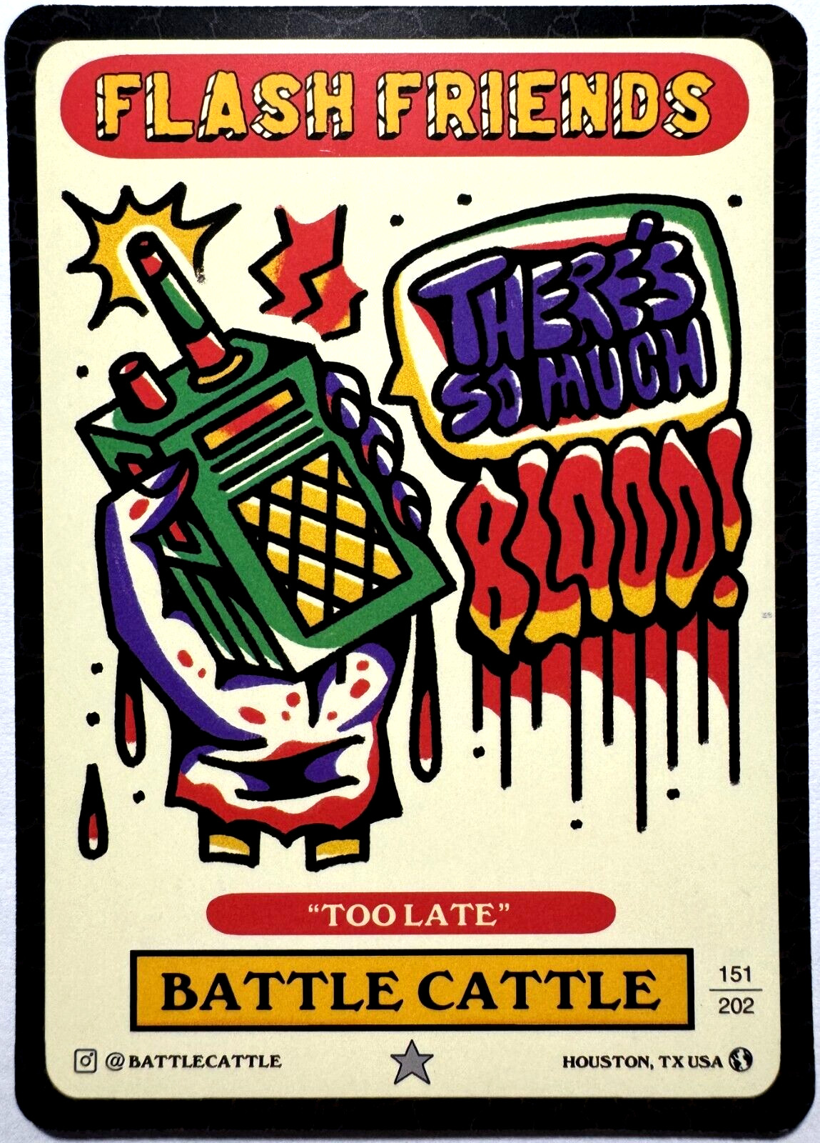 Flash Friends Series 2 Tattoo Art Trading Card BATTLE CATTLE TOO LATE #151 Flash Friends Series 2 Tattoo Art Trading Card BATTLE CATTLE TOO LATE #151
