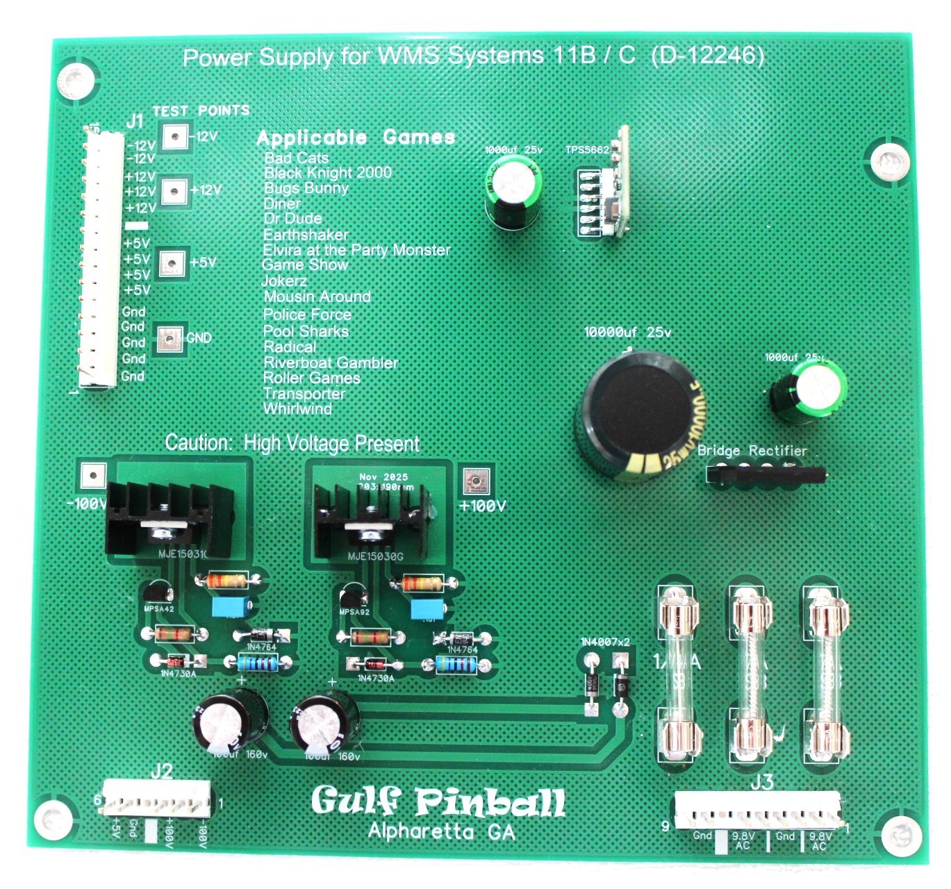 NEW - Power Supply for Bally/Williams Pinball Systems 11B/C, Part D-12246