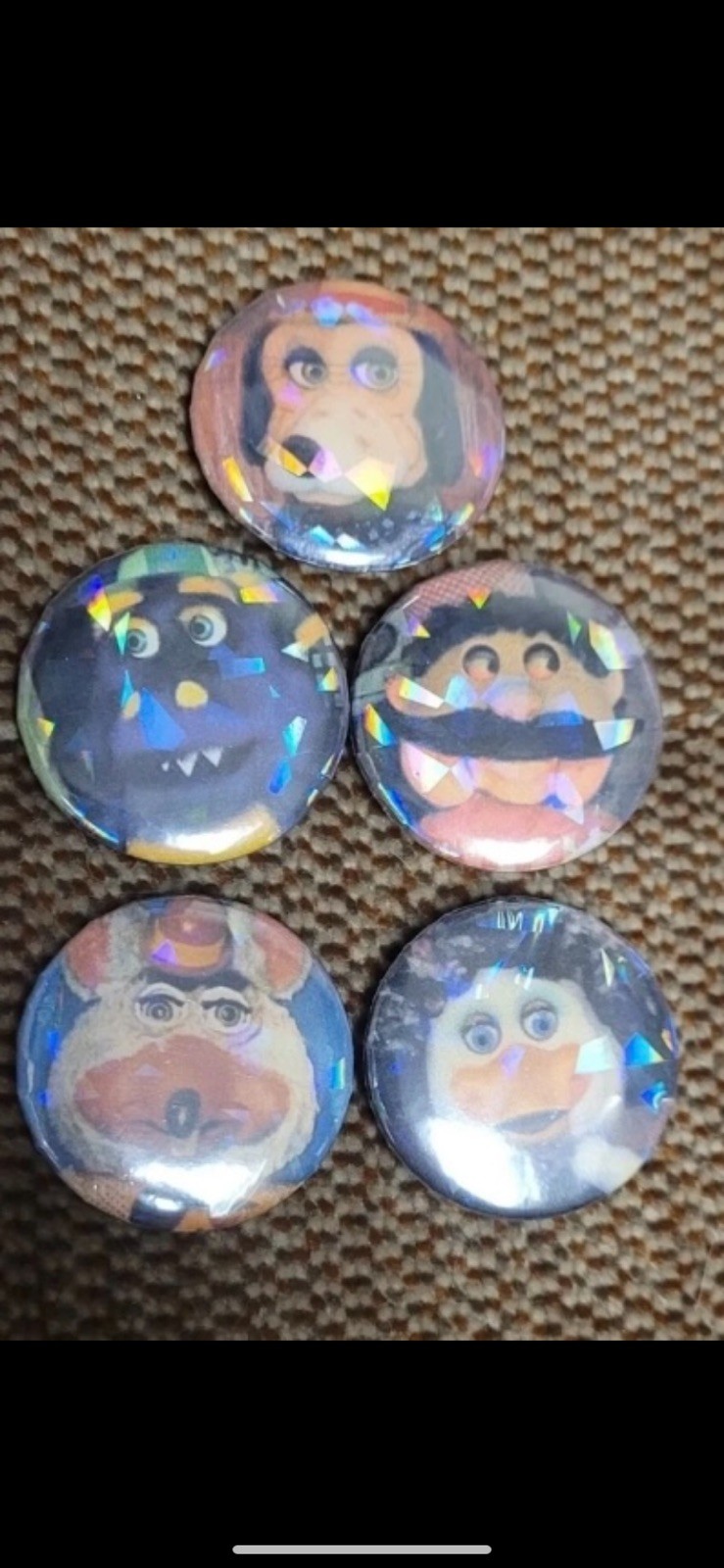 SHOWBIZ PIZZA TIME THEATER - 5 PIN SET (Chuck Pasqually Munch Jasper Helen) 