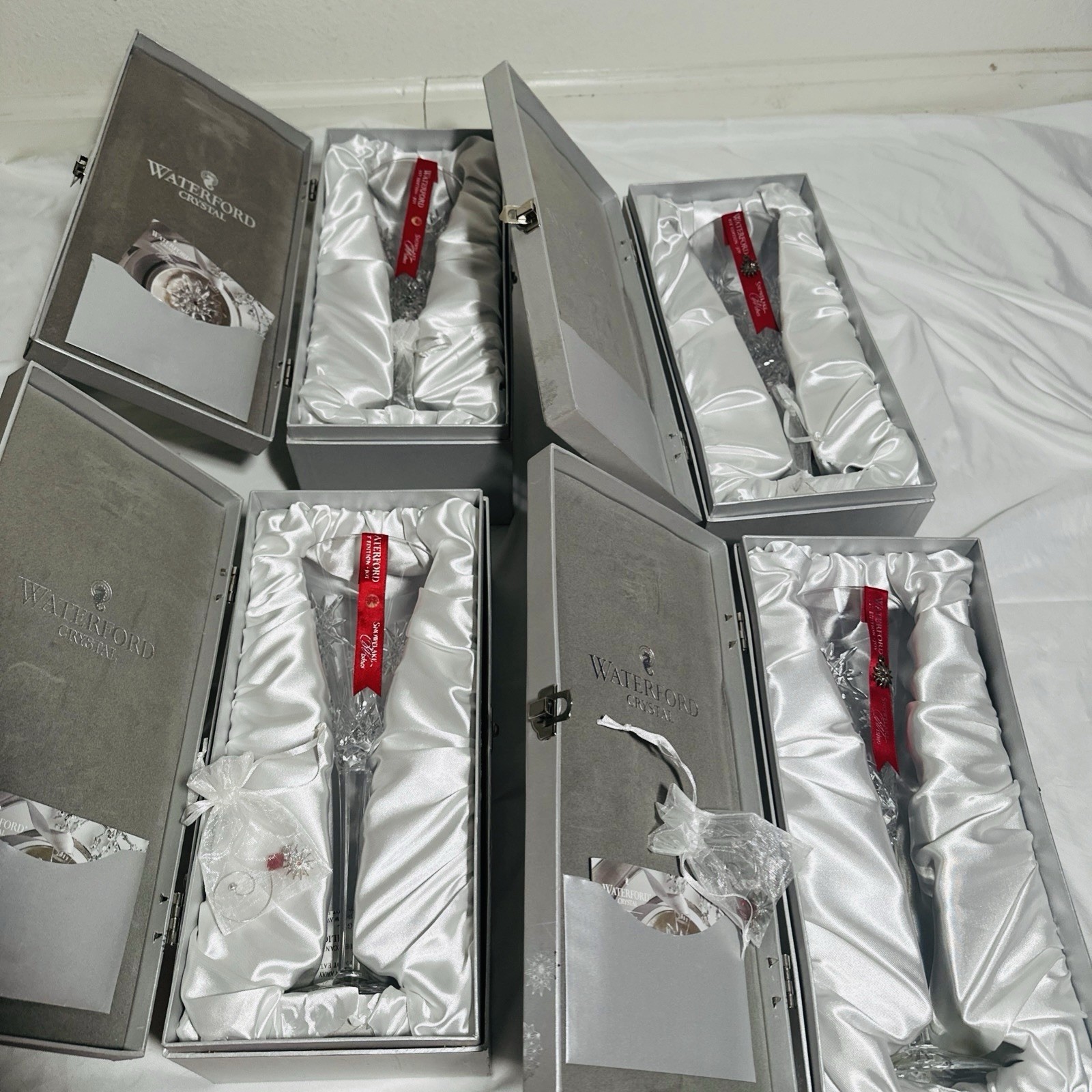 Waterford Crystal Snowflake Joy Limited Edition Joy Toasting Flute Lot Of 4