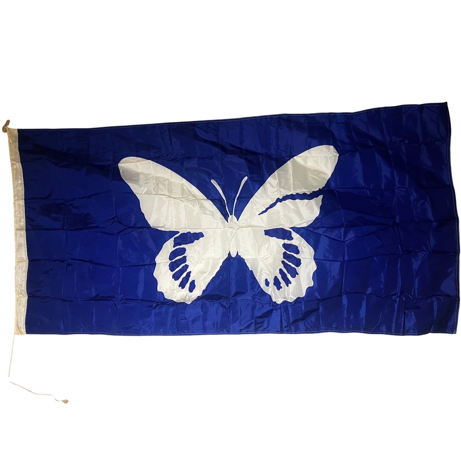 Vintage Quebec Canada Crippled Children Flag Blue White Butterfly Nylon 3x6 ft