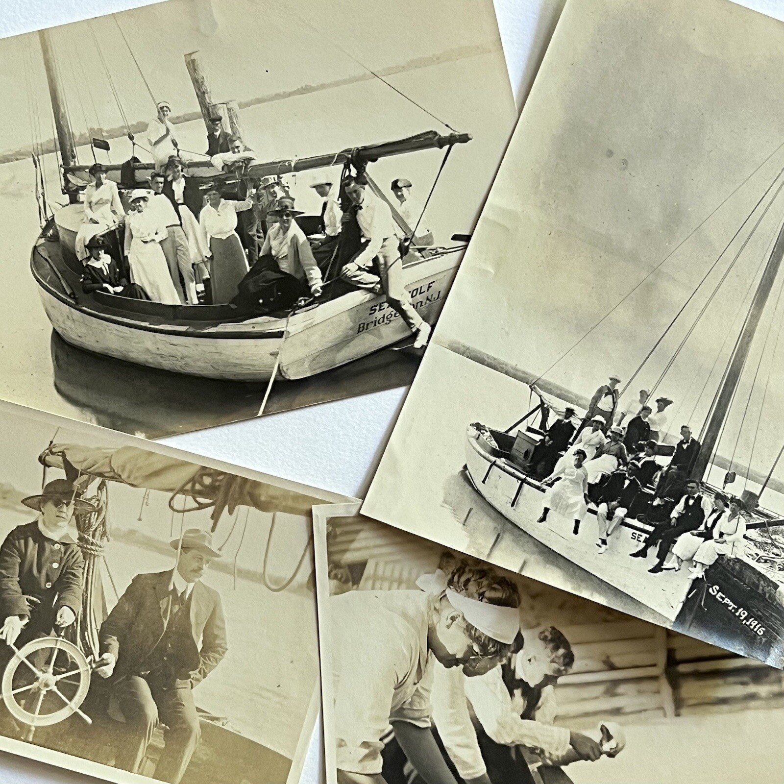 Antique Sepia Snapshot Photograph Lot Sailing Boat Collection Bridgeton NJ