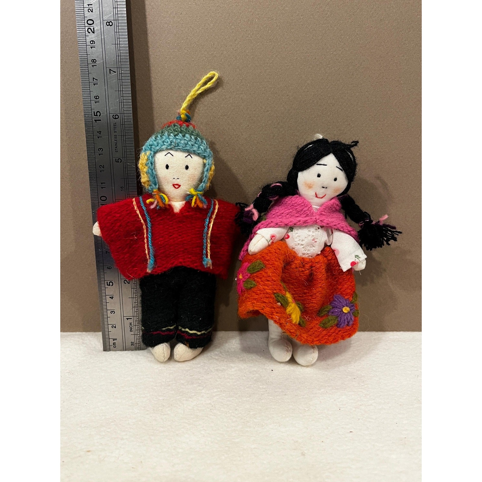 Handmade Folk Art Cloth Dolls Set, Ethnic Traditional Doll Pair, Fabric Dolls