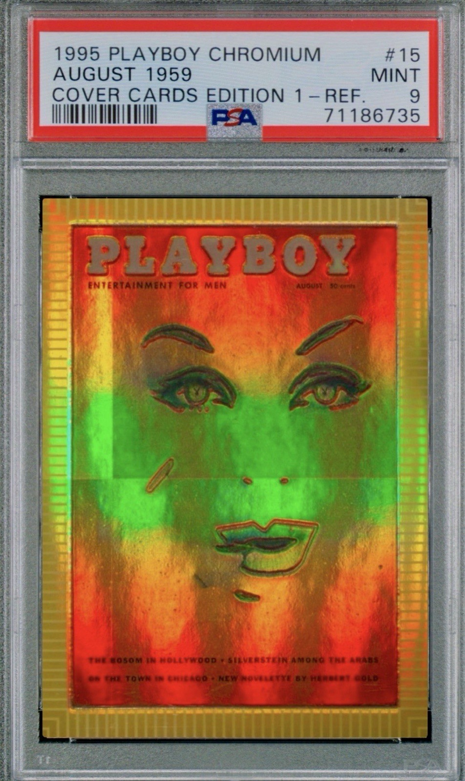SSP PSA 9 Marilyn Monroe 1995 Playboy Chromium Gold Refractor August 1959 Cover