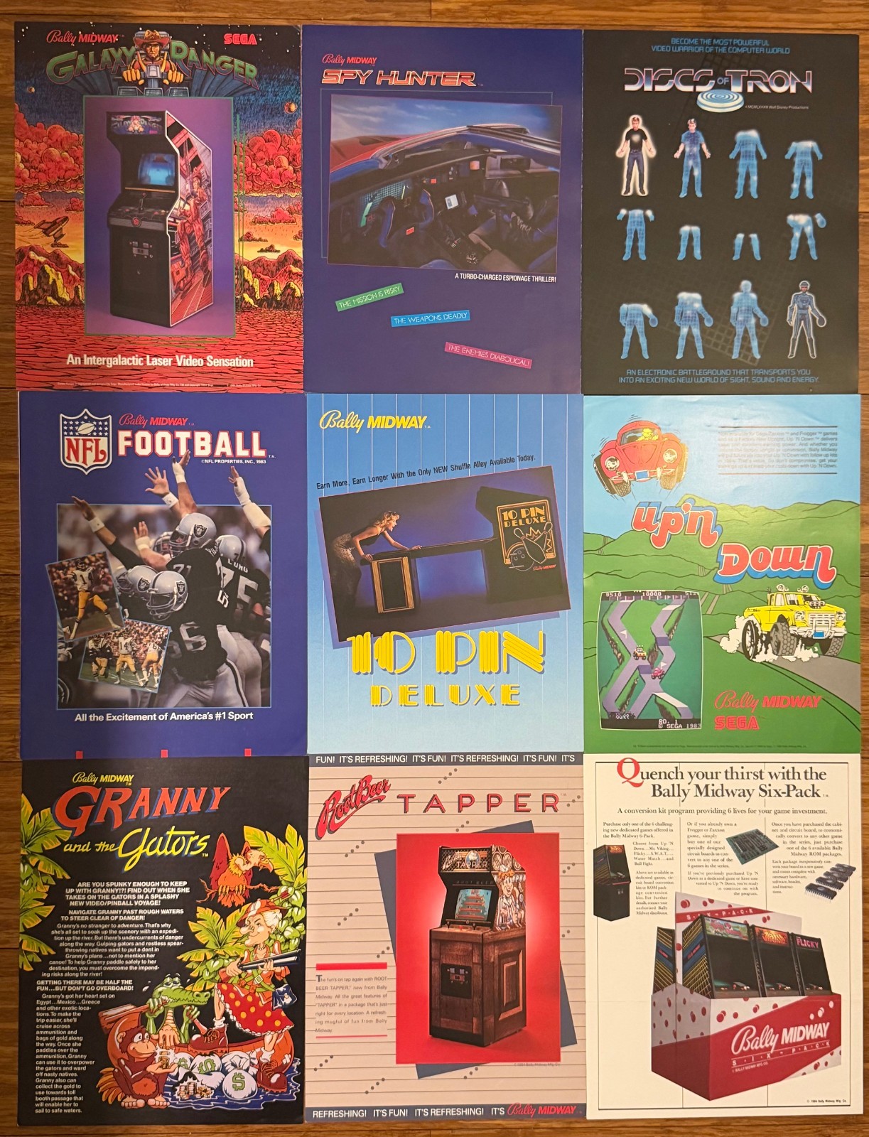 Vintage 1980's Bally Midway Arcade Promotional Sales Flyer Lot of 9
