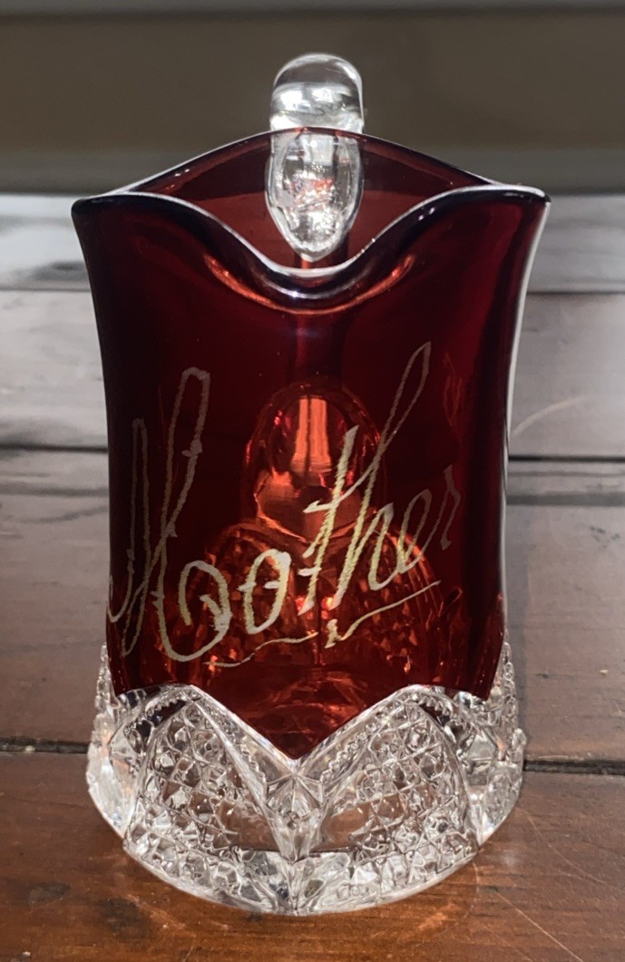 Souvenir Glass Creamer/Pitcher  Ruby Flashing 