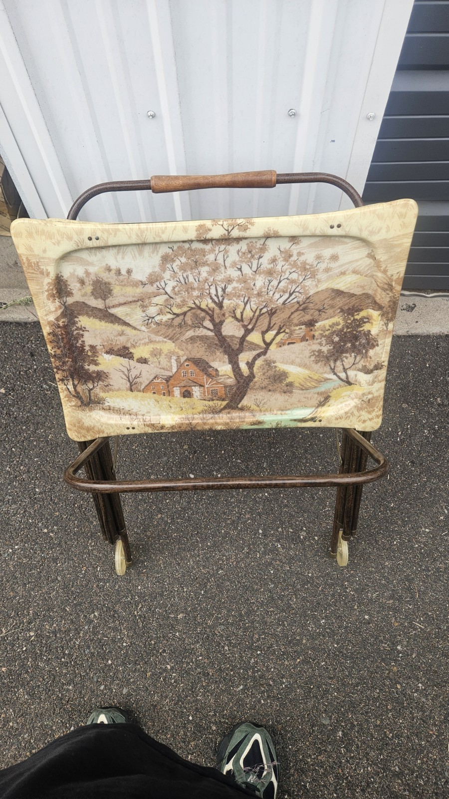 Vintage 1960s Tv Tray Set Over The River And Through The Woods