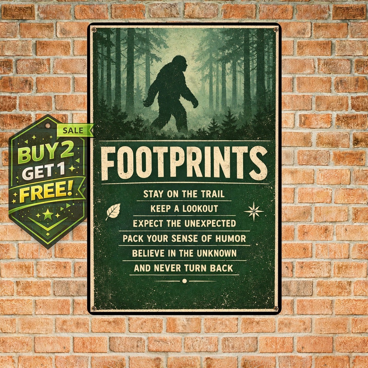 Sasquatch Advice Rustic Cabin Decor Vintage Metal Tin Sign 8x12 Decor