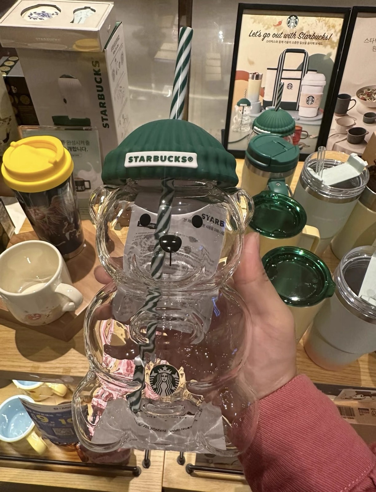 2025-2026 New Starbucks Cute Bearista Bear Tumbler Glass Straw Cups Limited Gift