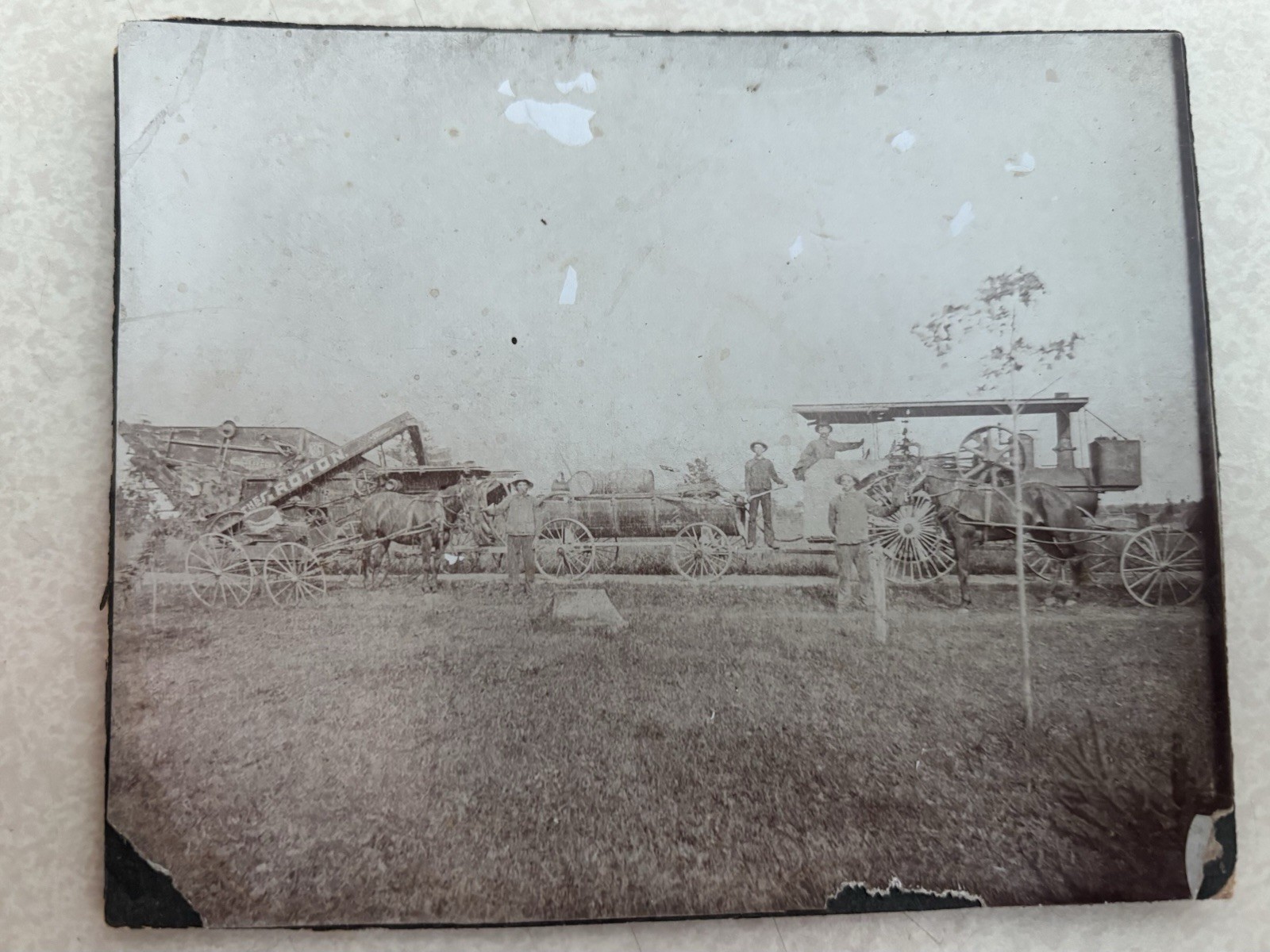 Cabinet Card Photo Of Steam Traction Engine & Threshing Outfit, C.1890s