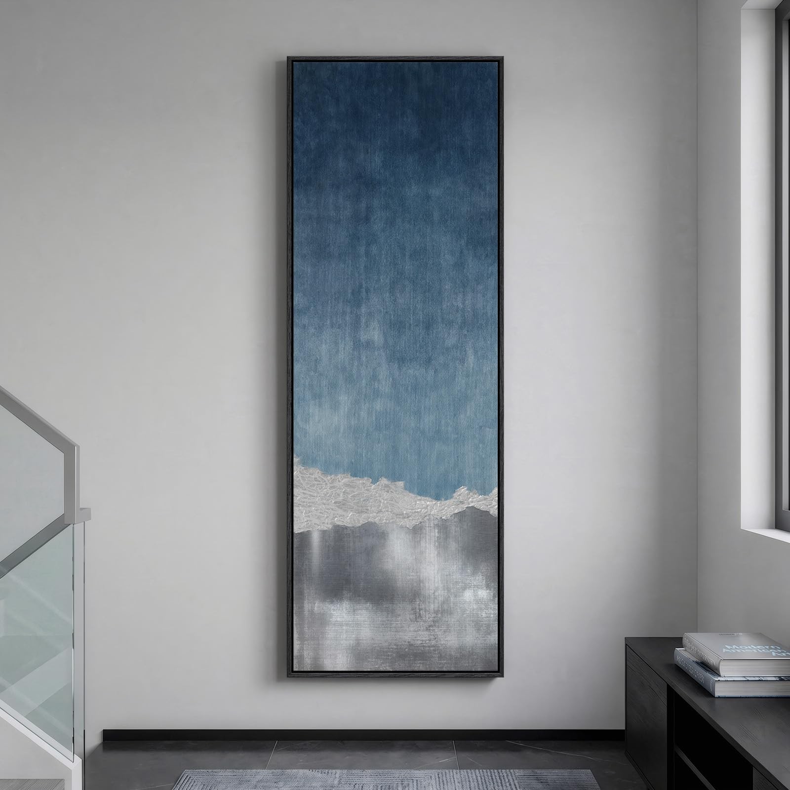 Cuspin Framed Blue Gray Landscape Abstract Wall Art 20x60 Vertical Cuspin Framed Blue Gray Landscape Abstract Wall Art 20x60 Vertical