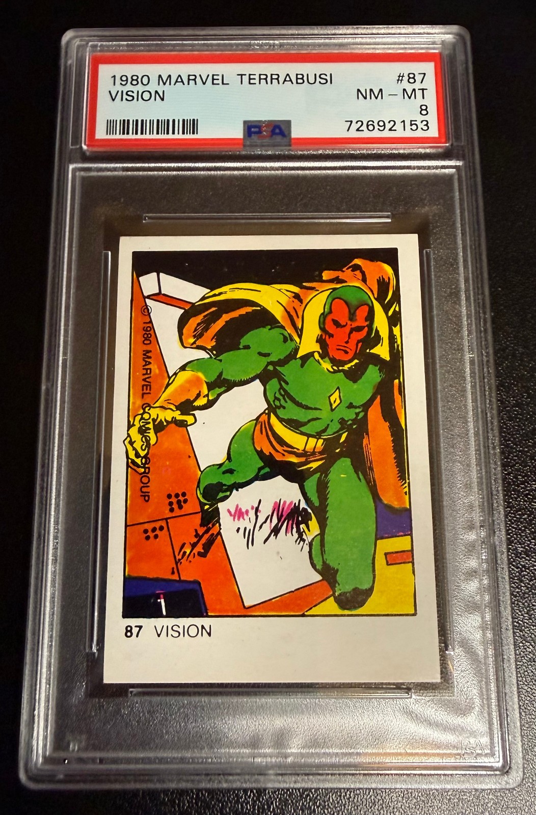 1980 Marvel Terrabusi #87 Vision PSA 8 NM-MT RARE LOW Pop: ONLY 2- Show Coming