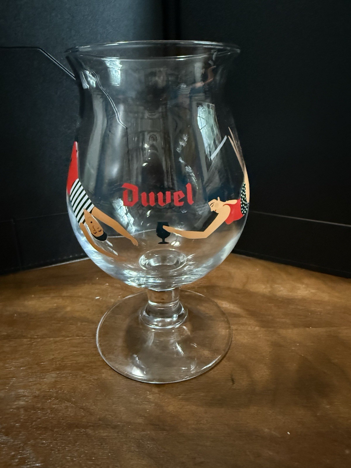 Duvel Tulip Beer Glass Footed Goblet w/ Logo Graphic, limited edition