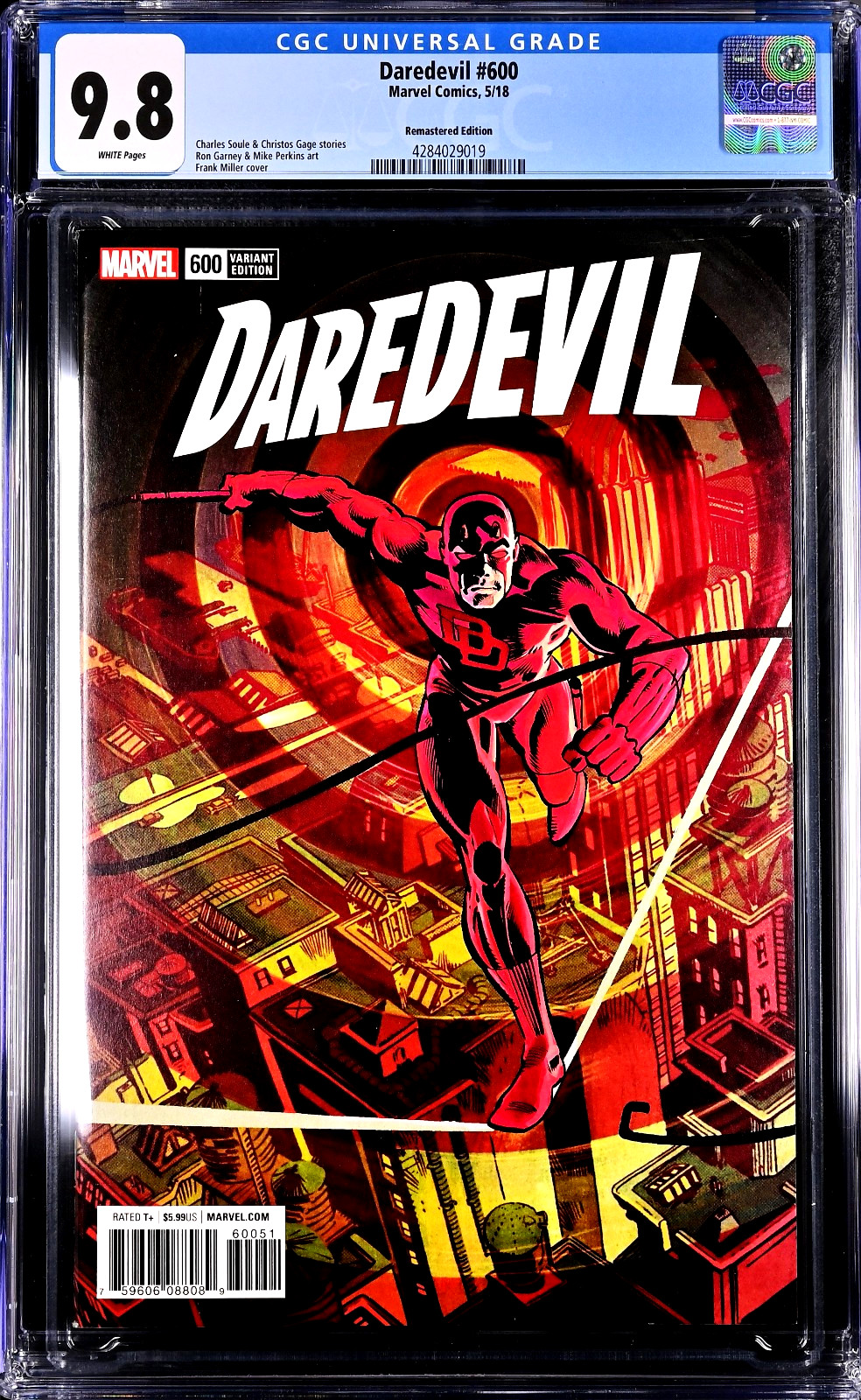 Daredevil #600 (2018) CGC 9.8 NM/MT Frank Miller Remastered Variant Ltd 1:500
